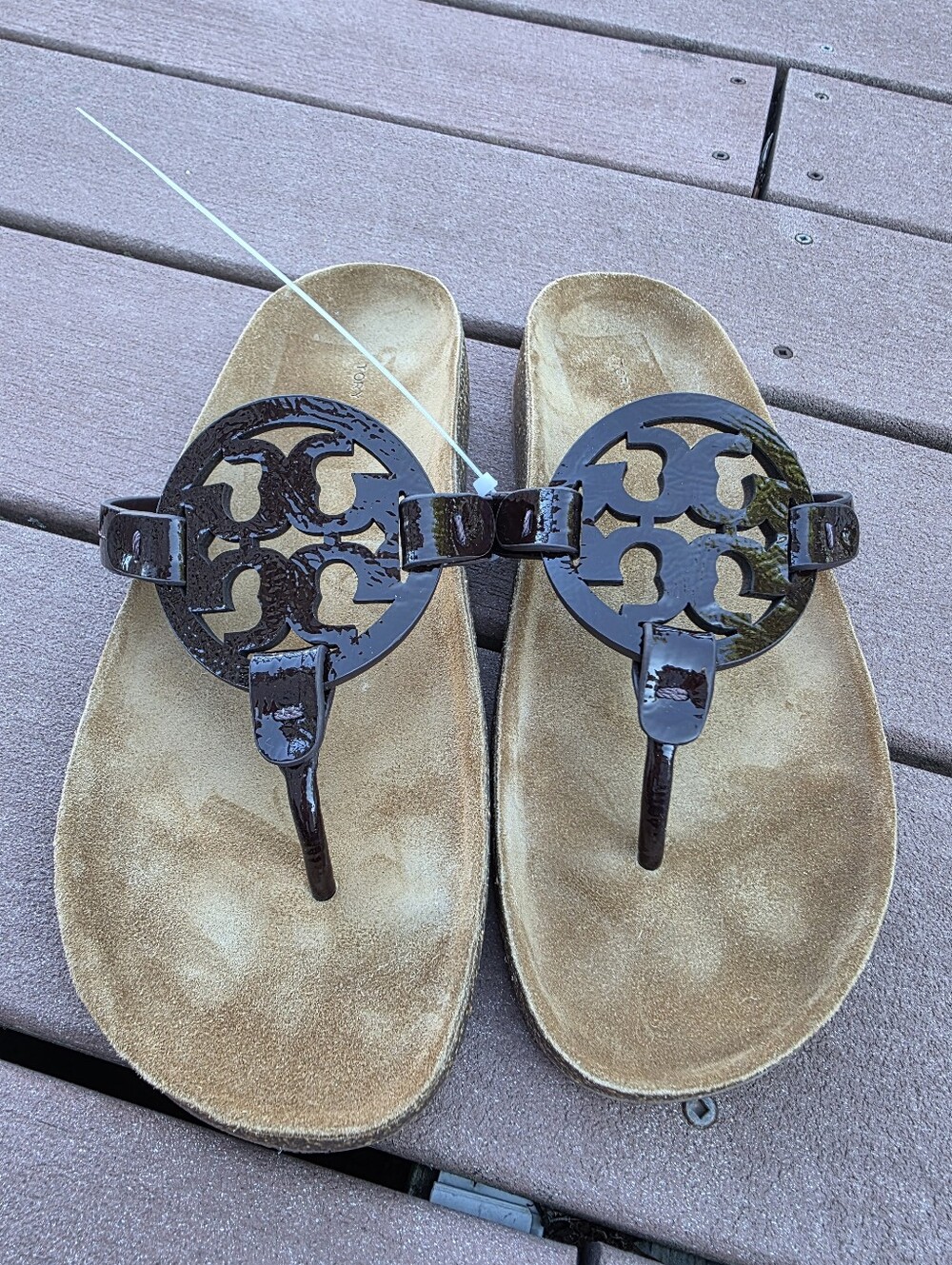 TORY BURCH MILLER CLOUD FLIP FLOP THONG SANDAL Sz 9.5 PLUM/NATURAL
